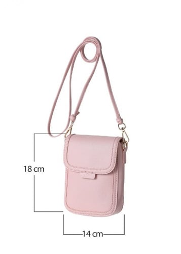 حقيبة هاتف كروس بودي - وردي - مقاس 14*18