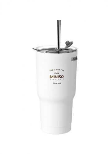 كأس مع مصاصة 580مل ابيض