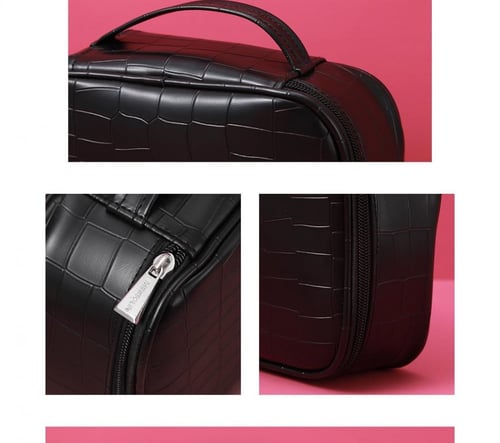 حقيبة مكياج مربعة - اسود - 20x16 سم