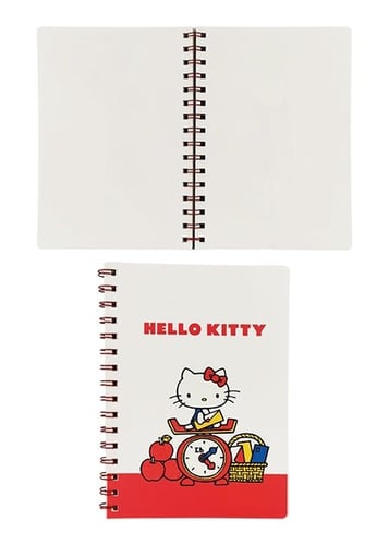 دفتر سلك مسطّر بحجم A5 بتصميم هيلو كيتي - 64 ورقة