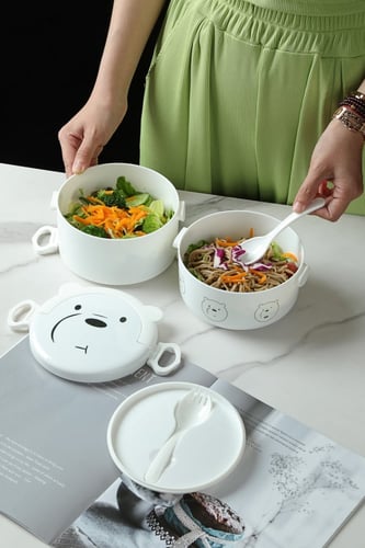 صندوق غداء بينتو مزدوج الطبقات من سلسلة الدببة الث...