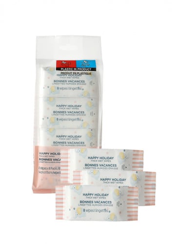 مناديل مبللة سميكة هابي هوليدي - 8 اظرف 8 منديل في...