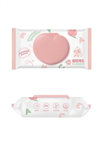 مناديل مبللة بفيتامين E بالخوخ - 80 منديل