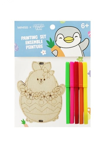 مجموعة الطلاء على الخشب مع 5 أقلام تلوين