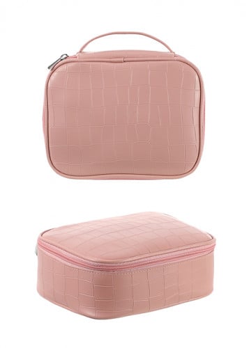 حقيبة مكياج مربعة - وردي - 20x16 سم