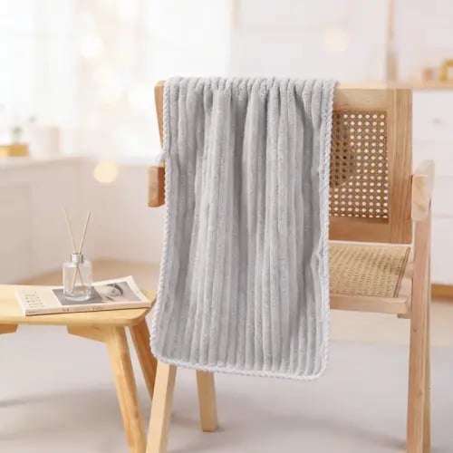 منشفة فليس مرجاني مموج - رمادي