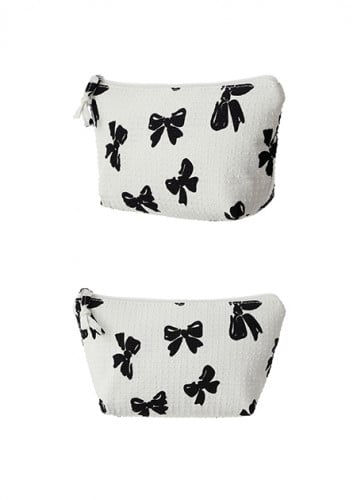 حقيبة مستحضرات تجميل بشكل شبه منحرف - ابيض - 22x13...