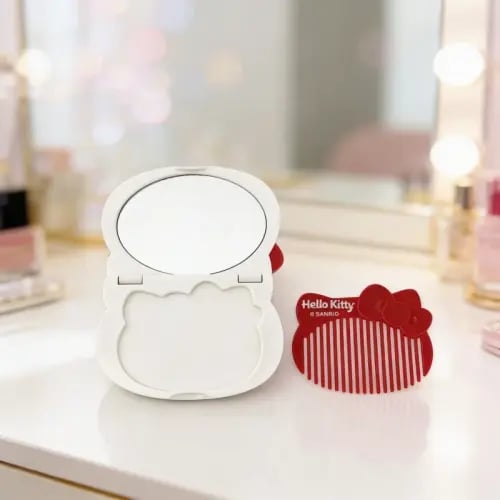 مجموعة مشط ومرآة محمولة من هالو كيتي