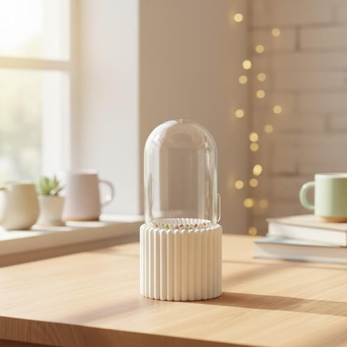 حامل فرشاة مكياج بنمط الأعمدة - أبيض