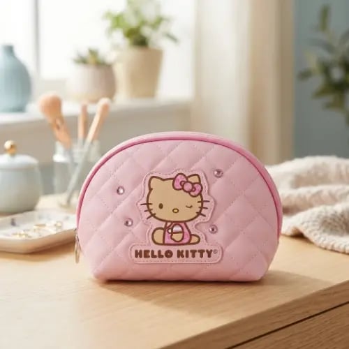 حقيبة مستحضرات التجميل هيلو كيتي على شكل صدفة بطبع...