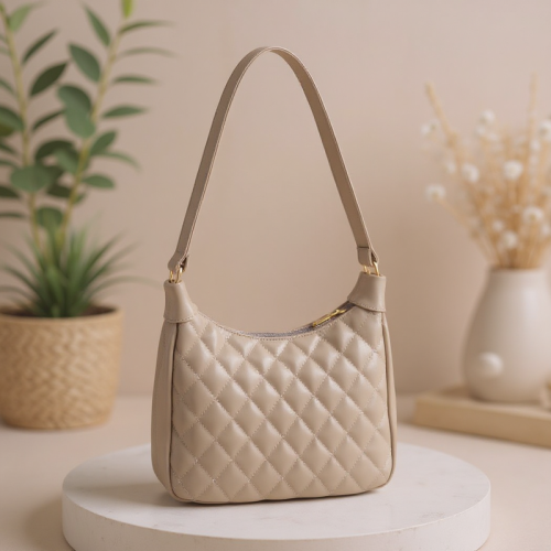 حقيبة كتف بنمط ماسي - بني