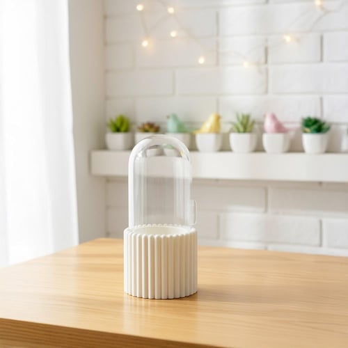 حامل فرشاة مكياج بنمط الأعمدة - أبيض