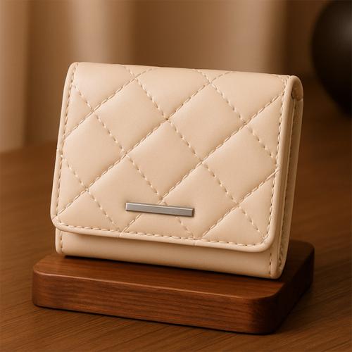 محفظة نسائية ثلاثية الطيات بحجم 11سم*8سم*2سم - بيج...