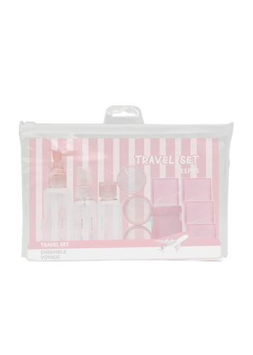 طقم أدوات السفر بألوان الحلوى - 11 قطعة