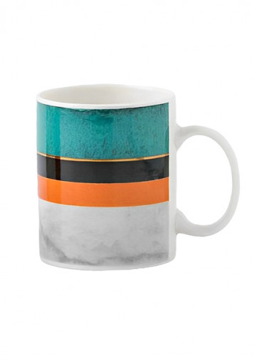 كوب سيراميك كلاسيكي بتصميم مستطيلات - 340 مل