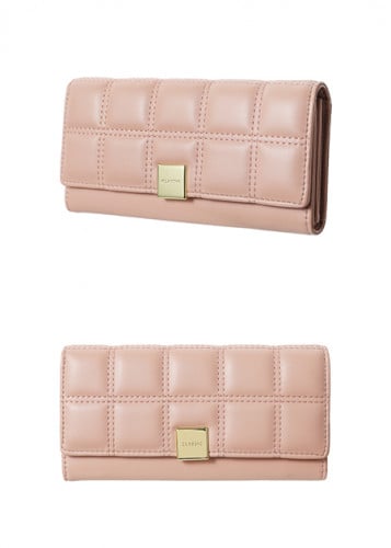 محفظة نسائية مزينة بغرز طويلة - وردي - 19x10 سم