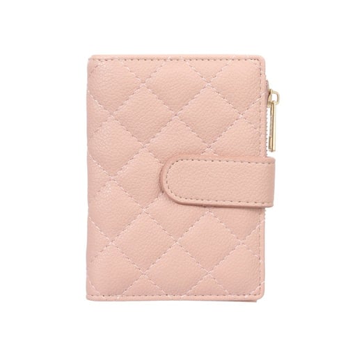 محفظة نسائية قصيرة مبطنة بنقشة الماس وقفل - وردي -...