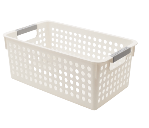 صندوق تخزين طويل بمقبض حجم صغير - ابيض