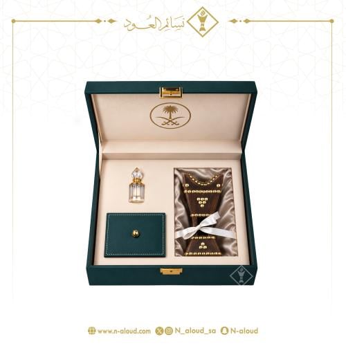 شنطة إهداء ملكية تحتوي على مبخرة حائلية وربع تولة كريستال وأوقيتين