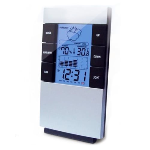 ساعة ومنبه بميزان لدرجة الحرارة والرطوبة