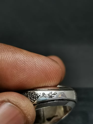 اخاتم الفضة بحجر فيروز نيشابوري ايراني قلمزني بصيا...