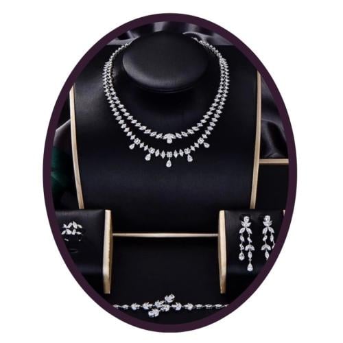 طقم فضة عيار 925 بتصميم الماس - [0031]