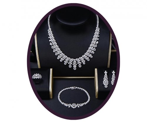 طقم فضة خالصة تصميم الماس - [0007]