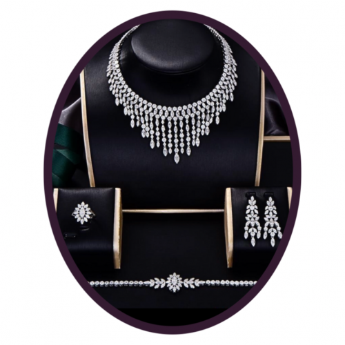 طقم فضة خالصة تصميم الماس - [0015]