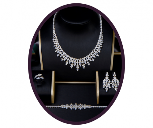 طقم فضة خالصة تصميم الماس - [0006]