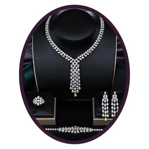 طقم فضة عيار 925 بتصميم الماس - [0045]