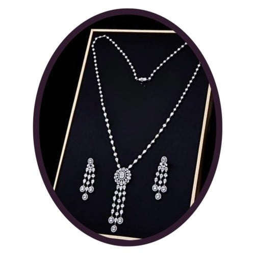 نصف طقم سبحة فضة عيار 925 بتصميم الماس - [0026]