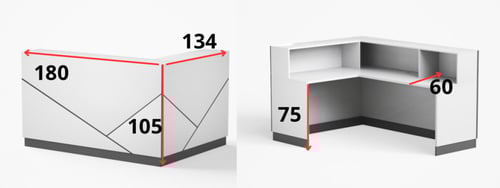 كونتر استقبال زاوية لون أبيض