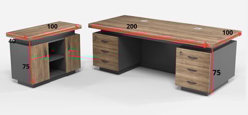 مكتب خشب إدراري 2م نيو كلاسيك فاخر