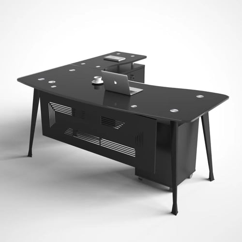 مكتب زجاج مودرن 160سم - اسود