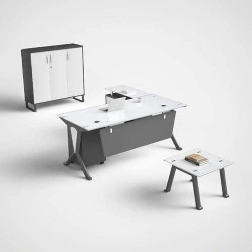 طقم مكتب زجاج 180سم مودرن 3 قطع