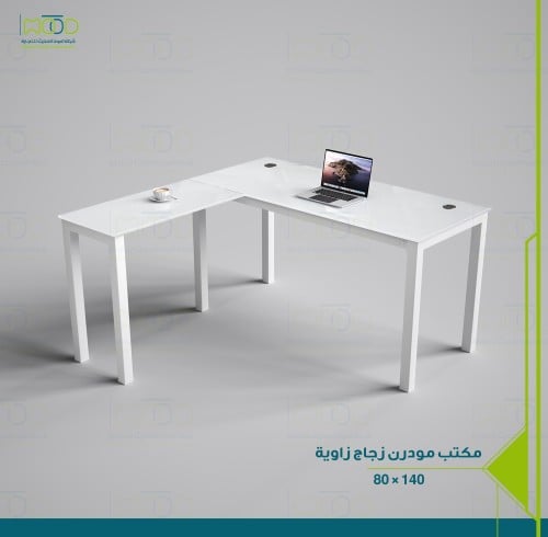 مكتب زجاج زاوية L
