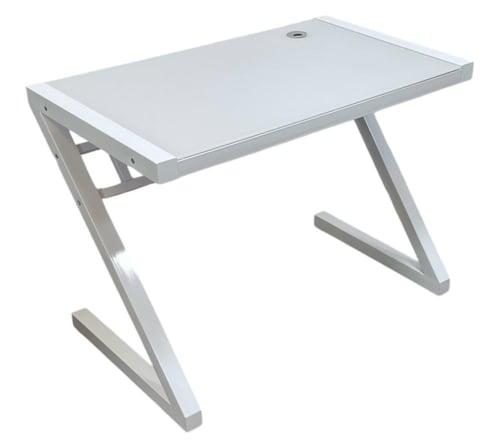 طاولة كمبيوتر زجاج Z بيضاء 100 سم