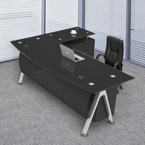 مكتب زجاج اسود مودرن 160 سم