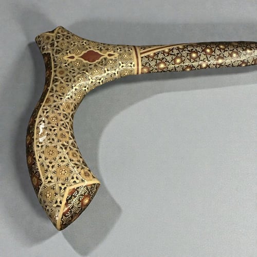 عصى مطعم بالعاج والنحاس ملكي شنطه