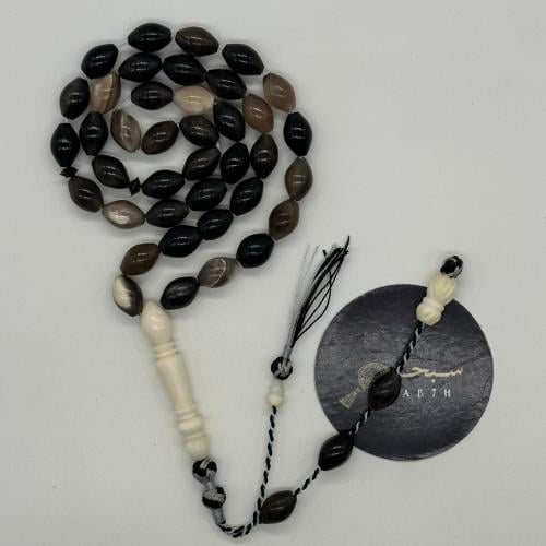 سبحة قرن جاموس طبيعي مطعم بعظم