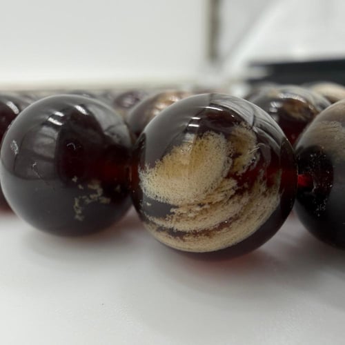 سبحة كهرمان طبيعي حر سومطري ملطخ مع عينة طبيعية من...