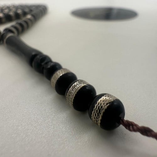 سبحة كوك مطعم بحزام من الفضه 100 خرزه