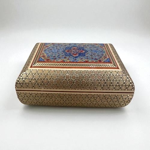 علبة خشبية فاخرة مطعمه بالعاج والنحاس