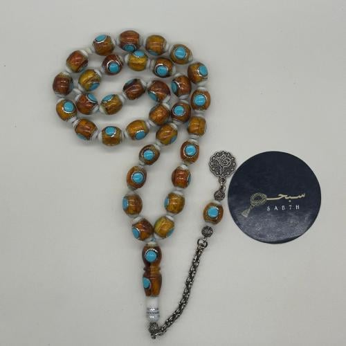 سبحة عظم جمل مطعمه بالفضه