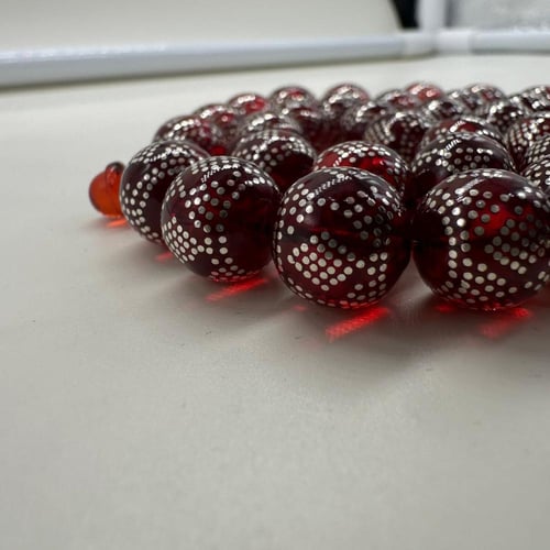 سبحة فاتوران احمر مدور مطعم بفضه عيار 1000