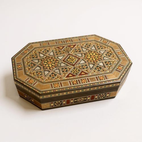 طقم ثلاث علبة خشبية مطعم بالصدف