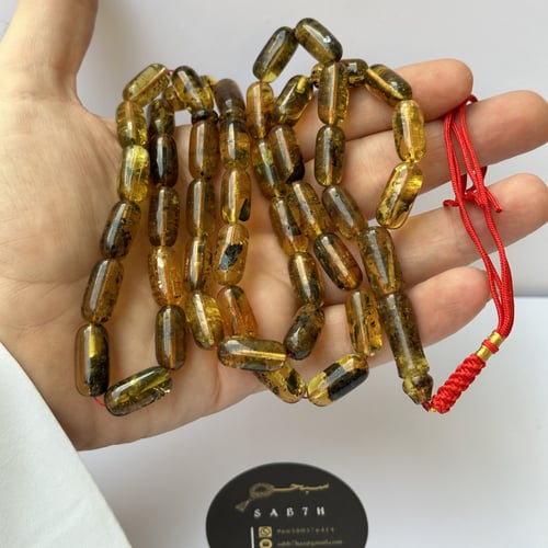 سبحة كهرمان بلطيقي حر شوائب عدد الخرز 45