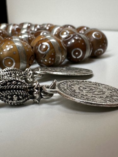 سبحة كوك مطعم بالفضه عيار 925 عدد الخرز