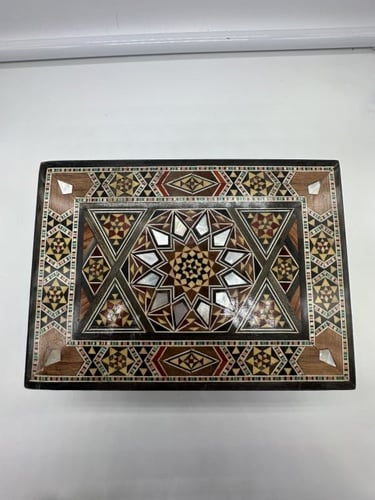 طقم خشبي عدد 2 علبة مطعم بالصدف