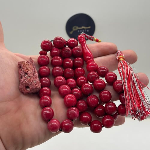 سبحة مرجان احمر طبيعي حر مع عينة من المرجان